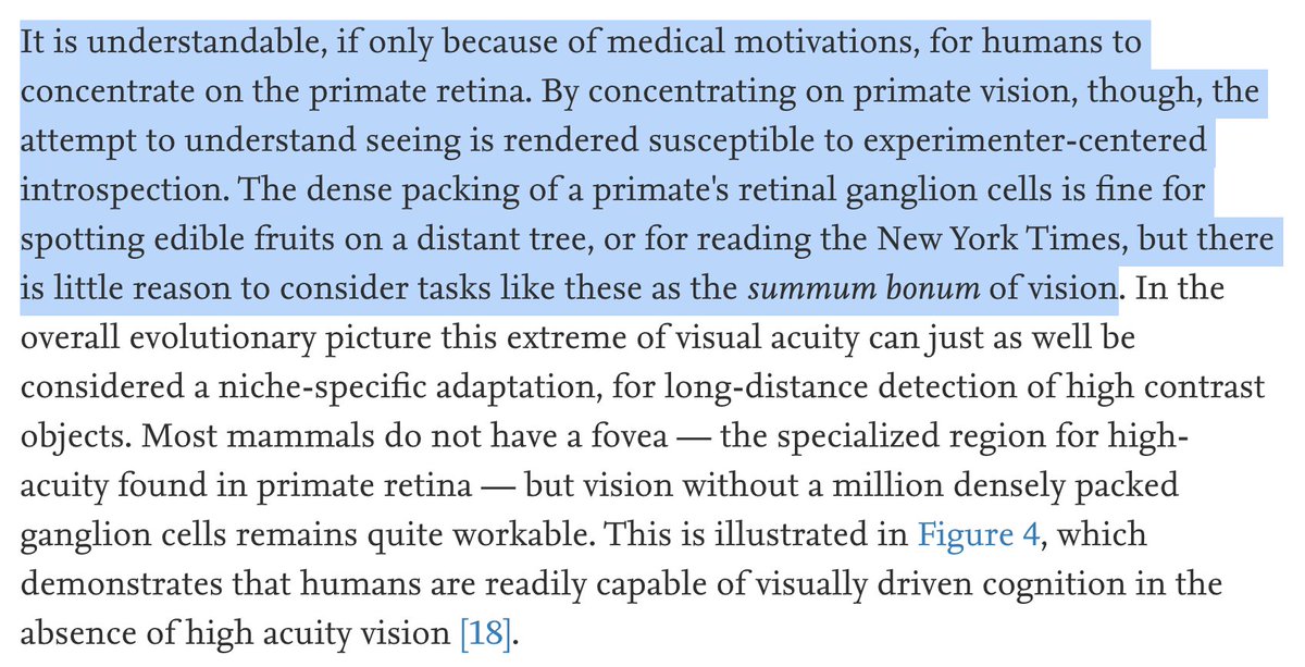 "The unsolved mystery of vision"By Richard Masland and Paul Martin (2007) https://www.sciencedirect.com/science/article/pii/S0960982207014194"Vision" is achieved in different species despite significant neuronal diversities. What we call vision can be understood once we compare the visual system of different species.