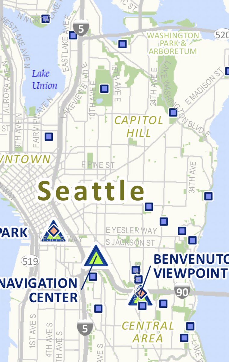 wapio3021's tweet photo. According to the @SeattleParks website. There is no services available for homeless in the Capitol Hill area unlike other areas in the community. #seattlehomeless
The parks cancelled a sweep of Cal Anderson today.
Purple squares are comfort stations . https://t.co/IzpKK6MgyY