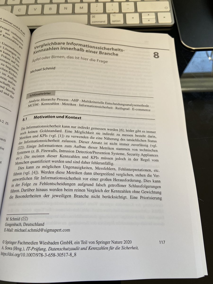 Michael Schmid (@sigmapert) on Twitter photo #information #security #KPIs are becoming more and more important - in one chapter of the book "IT-Prüfung, Datenschutzaudit und Kennzahlen für die Sicherheit" from <a href="/kryptomania84/">Kryptomania</a> I present a method of comparing these security KPIs within an industry.
springer.com/de/book/978365… #information #security #KPIs are becoming more and more important - in one chapter of the book "IT-Prüfung, Datenschutzaudit und Kennzahlen für die Sicherheit" from <a href="/kryptomania84/">Kryptomania</a> I present a method of comparing these security KPIs within an industry.
springer.com/de/book/978365…