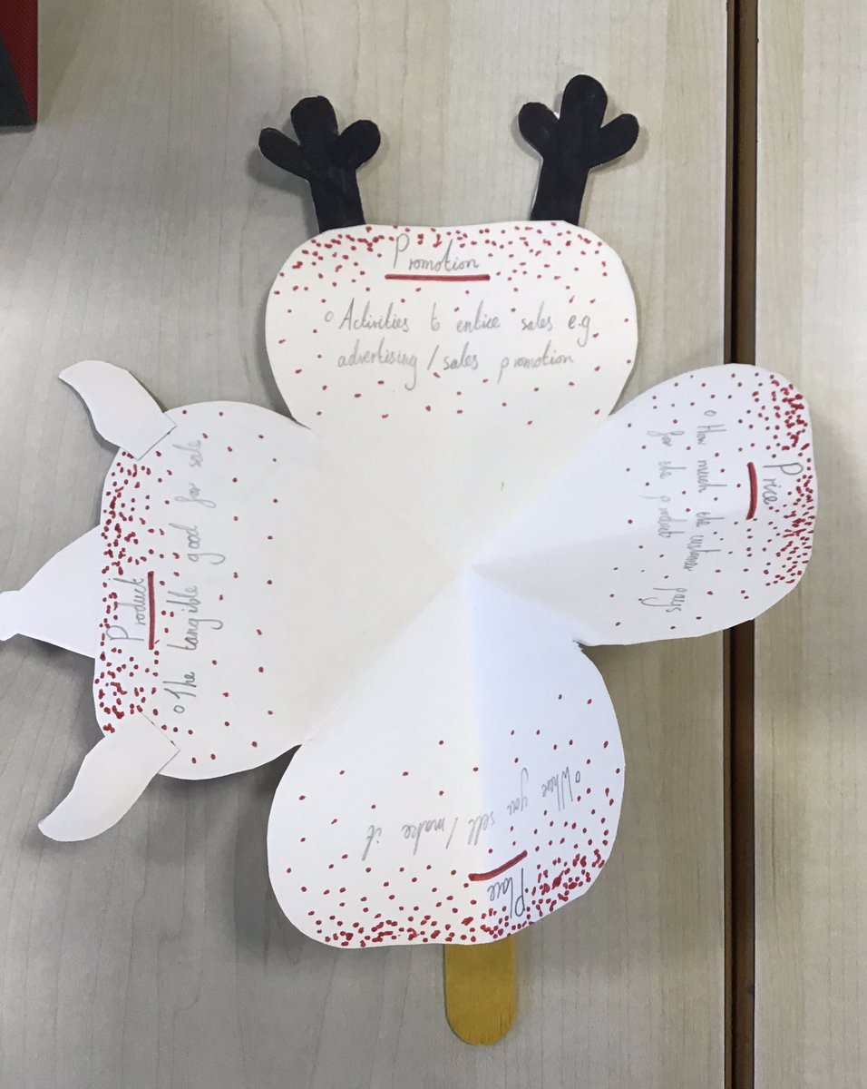 MrsTEHS's tweet photo. #S3BusEd created some reindeer interactive revision notes to show their knowledge of the #marketingmix #bizedehs #christmasactivity #keywords https://t.co/d2yvxyvStk