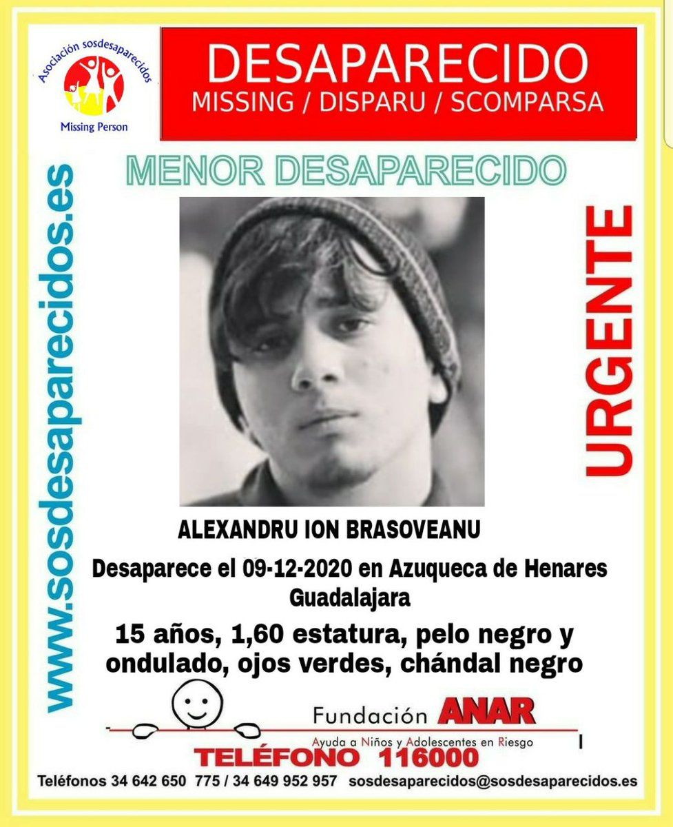 policia's tweet image. ⚠IMPORTANTE🚩

Alexandru ha desaparecido en Azuqueca de Henares (#Guadalajara)

Si le has visto, por favor, llámanos📞: 091, 062, 112

Tu RT no cuesta nada y puede ayudar a encontrarlo🙏
