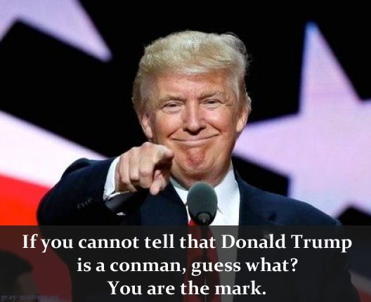 GrayMattersTwit's tweet photo. @rickwtyler Surprised that #3 is still scamming his cultists? #TrumpIsAConman #TrumpDoesNotWorkForUs https://t.co/EK48mOTY1S