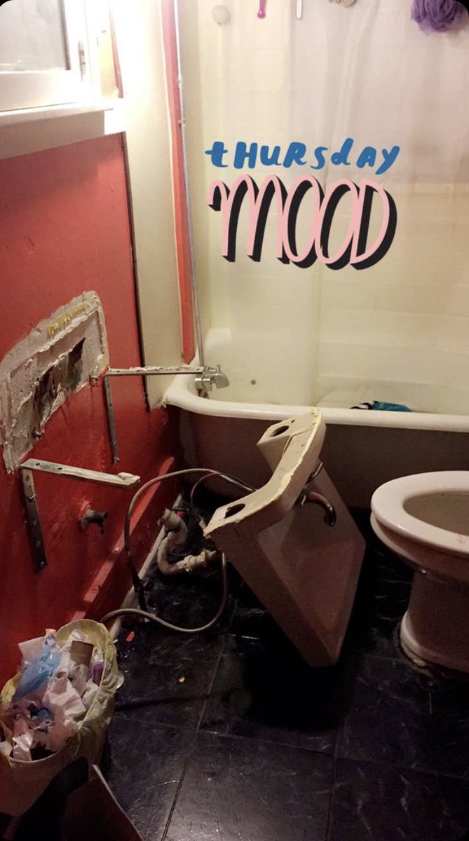 billowsofblonde's tweet photo. if 2020 were a mood it would be this snap at 2am of my bathroom in my off campus house senior year https://t.co/UezQBBgVeO