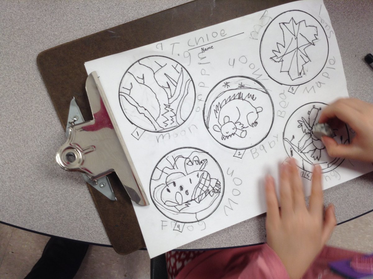 Ms_C_Dickson's tweet photo. Gr1 Fine Art: Students continued to work on their "13 Moons" drawings. We have been focusing on the 5 winter moons, from an Indigenous perspective, &amp; will continue creating a drawing for each of the 13 moons of the year for our "Season &amp; Moon Clock"  #EdgemontStrong @EdgemontCBE https://t.co/ToYbnUGtt2