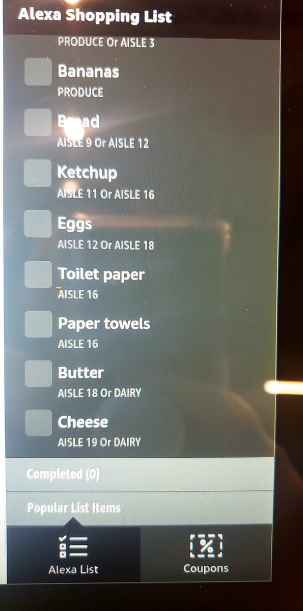 If using the Alexa Shopping List function at home, you will see those items come up the cart’s interactive screen. In addition, there are stands that you can use Alexa to help find items in store. I did this experience after I struggled to find kosher salt.  #Alexa  #voicefirst