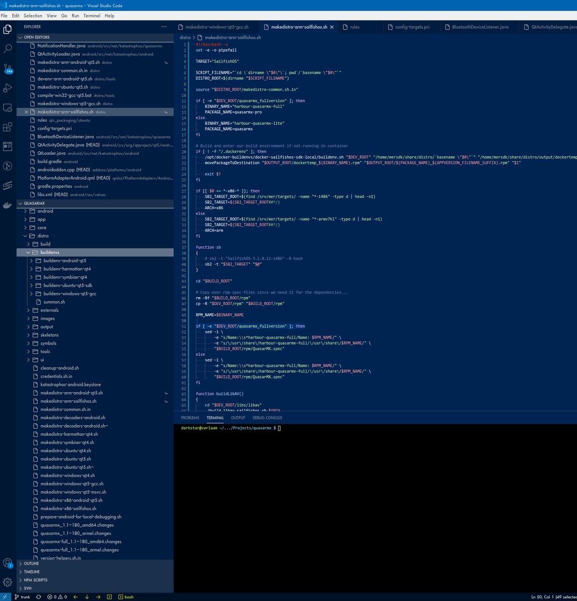 evilJazz's tweet photo. #QuasarMX Android buildenv updated and working, Sailfish OS to go... https://t.co/y8rLNXa7hX