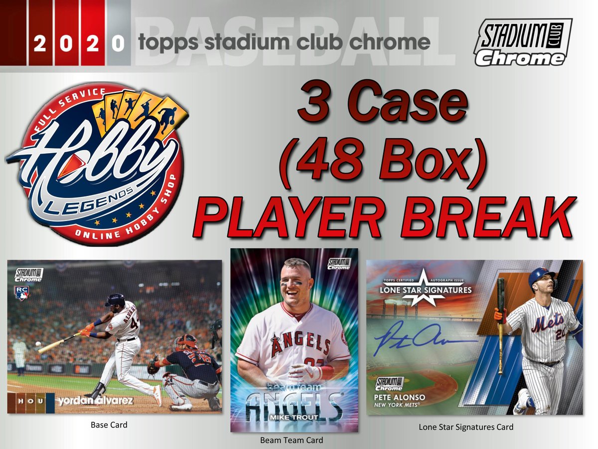 hobby_legends's tweet photo. 2020 STADIUM CLUB CHROME 3 Case (48 Boxes) PLAYER BREAK ENDS SOON!! - https://t.co/6rXaDf3bjj https://t.co/PUQ8JVyTLc