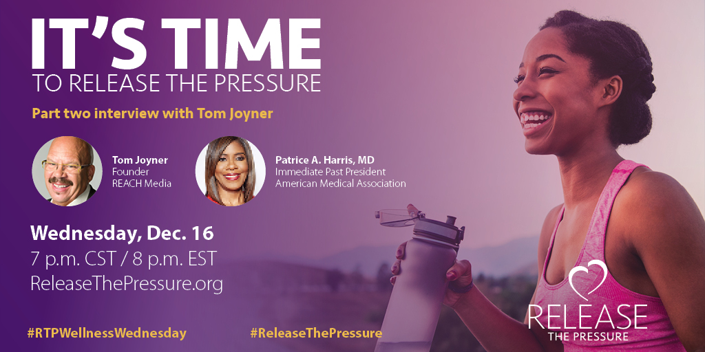 AMA (@amermedicalassn) on Twitter photo TONIGHT at 7pm CT, join our #ReleaseThePressure squad for part two of <a href="/PatriceHarrisMD/">Dr. Patrice Harris</a>'s #RTPWellnessWednesday interview with Tom Joyner. Tune in for a conversation that touches on race, health, lifestyle and how to release the pressure. spr.ly/6018HuGMo TONIGHT at 7pm CT, join our #ReleaseThePressure squad for part two of <a href="/PatriceHarrisMD/">Dr. Patrice Harris</a>'s #RTPWellnessWednesday interview with Tom Joyner. Tune in for a conversation that touches on race, health, lifestyle and how to release the pressure. spr.ly/6018HuGMo