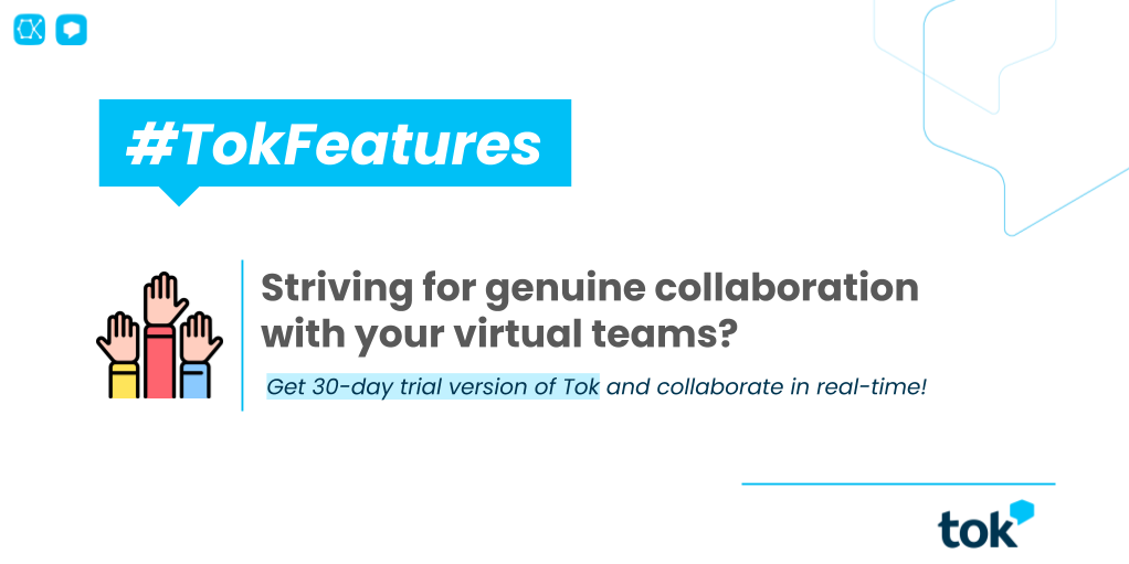 OktanaCorp's tweet photo. If you are working remotely 👩💻, you would love to have Tok as your messaging platform. Get a trial version of Tok: https://t.co/sy4ULr4u7R 💪
-
#TokForTalks #TokFeatures #SalesforcePartner #Salesforce #TokTuesday #AppExchange #InternalCommunication #Teamwork #Skills #Innovation https://t.co/FTtUCAki9S
