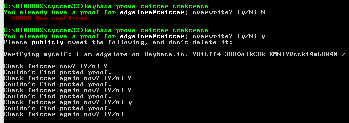 edgelore's tweet photo. Ugh... so even the new proof can't be verified. Maybe twitter api broke something. https://t.co/kBbF1mspS1