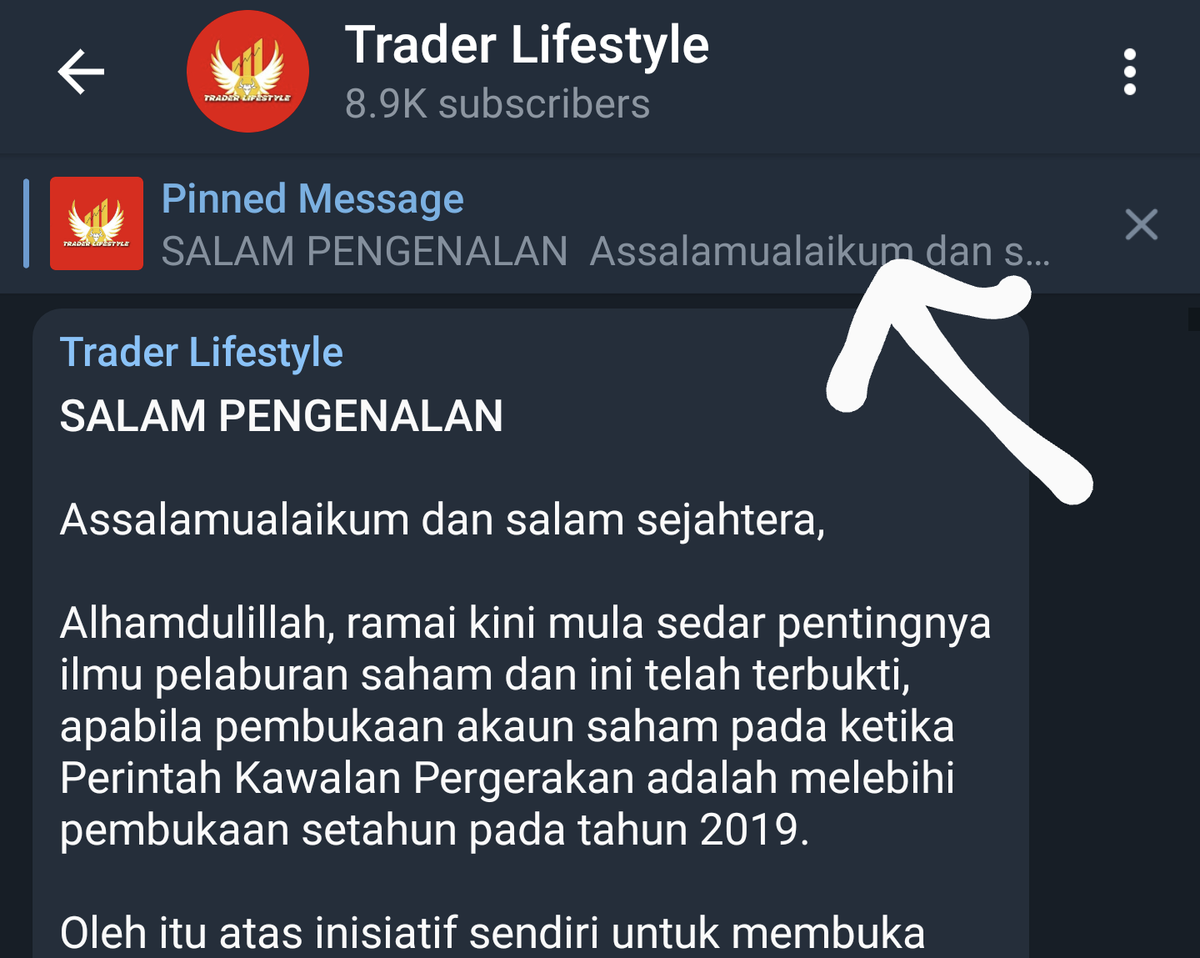 Korang yang nak belajar tu, rajinkan diri baca pinned message.Aku dah share detail dekat sini. Next week kita ON live trade bursa dkt group aku..