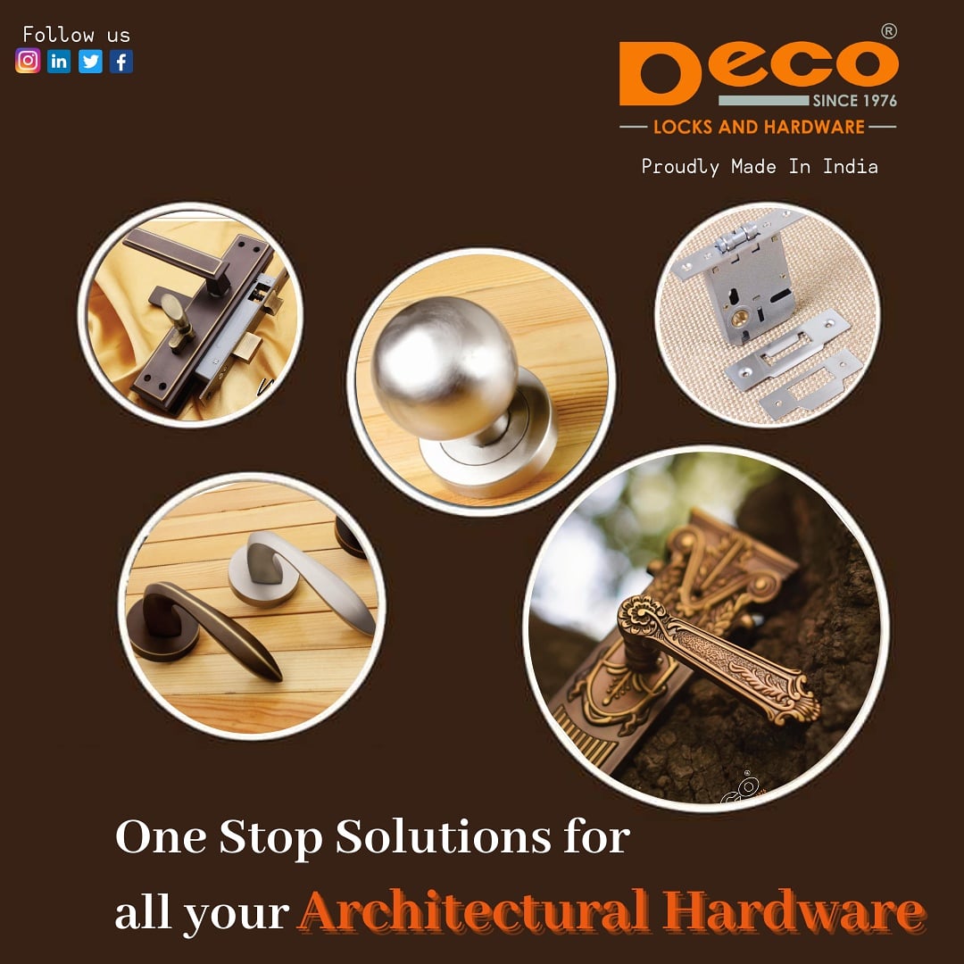 LocksDeco's tweet photo. One Stop Solutions for all your architectural hardware

Proudly Made In India ❤️

#DecoLocks #securitysolutions #doorknobs #doorhandles #HardwareSolutions #steelhinges #hardwareaccessories #dooraccessories https://t.co/1bAPy40RjB