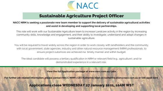 NACC_NRM's tweet photo. Do you have a passion for sustainable agriculture? 

NACC NRM is seeking a passionate new staff member to join our Sustainable Agriculture team in increasing Landcare activity in our region!

If this sounds like you, head to our jobs page! 
👉 https://t.co/R5rB3A7dnZ 👈 https://t.co/oiGY0YmsJP