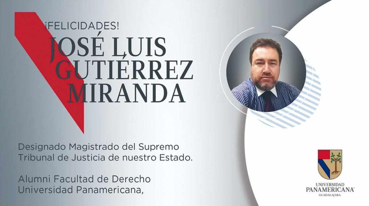 UPGdl's tweet photo. ¡Orgullo UP! Extendemos una felicitación a nuestro Alumni José Luis Gutiérrez, designado como Magistrado del Supremo Tribunal de Justicia de Jalisco.
Felicitamos al también Alumni Ricardo Suro Esteves por su previa gestión en el tribunal.
#AlumniUP https://t.co/QM7qf2WxXo