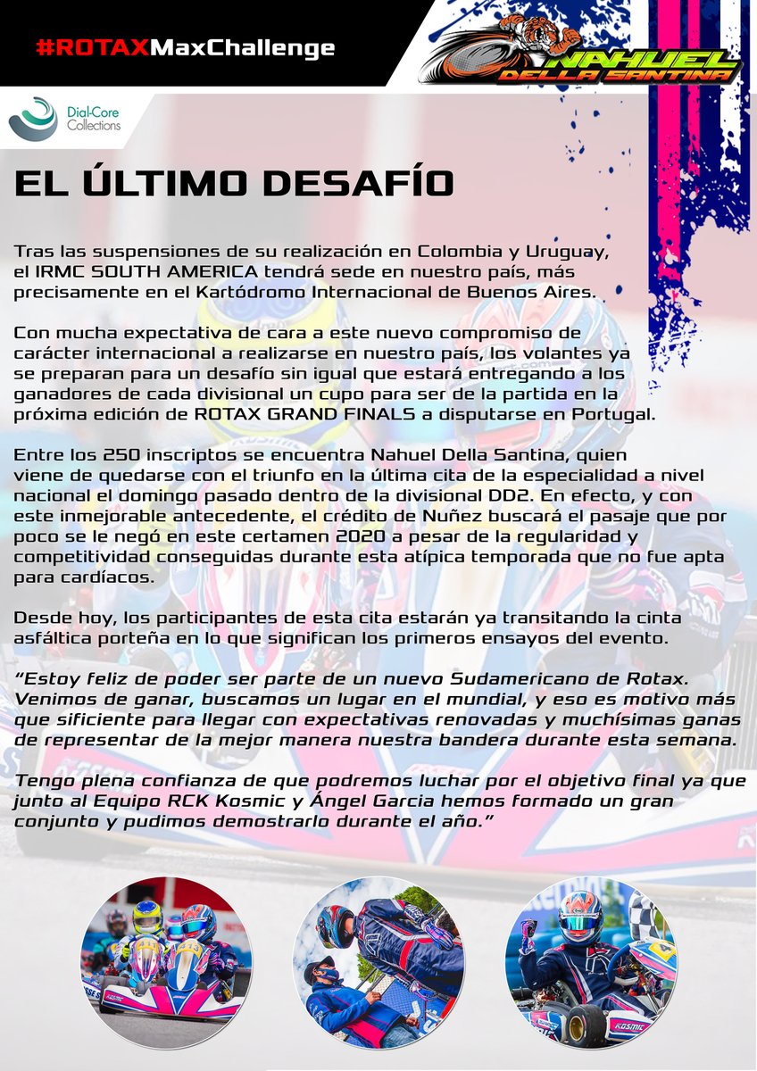nahueldella's tweet photo. 🔜 Se viene el último desafío del año y la chance de viajar a la #GrandFinals de @rotaxkarting! 

👉 El @KartodromoBsAs recibe el #IRMC South America y estaremos presentes junto a #RCKKosmic!

📺 @ekartarg https://t.co/kJSfiBCLRG