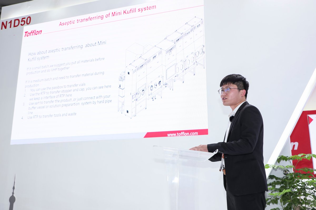 Tofflon's tweet photo. Seminars on Tofflon booth CPhI &amp; P-MEC China 2020
#MiniKUFillSystem(RTU containers (such as vials, syringes, cartridges...etc.) filling line integrates with Isolator）#SystemThinkingforAsepticVialFilling#,Welcome to visit us #TofflonN1D05 https://t.co/6Fiua8MCkm