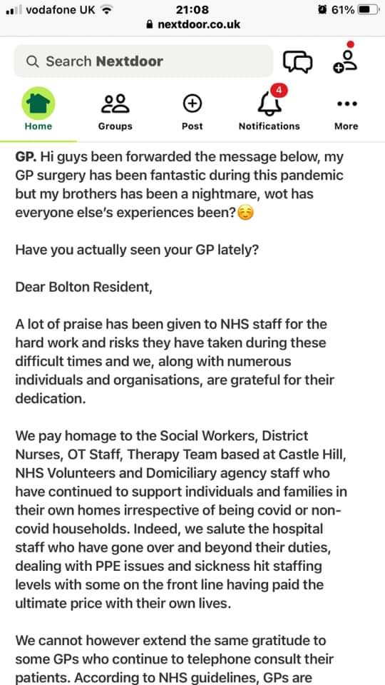 vtwindr's tweet photo. @boltoncouncil @boltonccg
Disgraceful behaviour from our local councillors undermining the work GPs are doing in Bolton during the pandemic. https://t.co/LNd60uW7yw