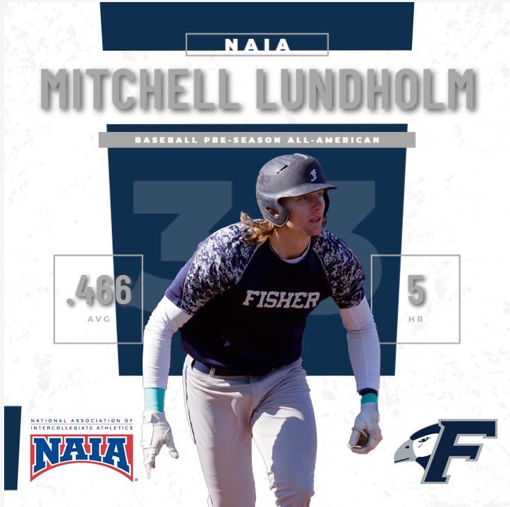 FisherFalcons's tweet photo. Today the @PlayNAIA announced that Fisher Baseball senior Mitchell Lundholm was named to the @NAIA Baseball Pre-Season All-American team. #FisherNation https://t.co/vnj0ZDoVwe
