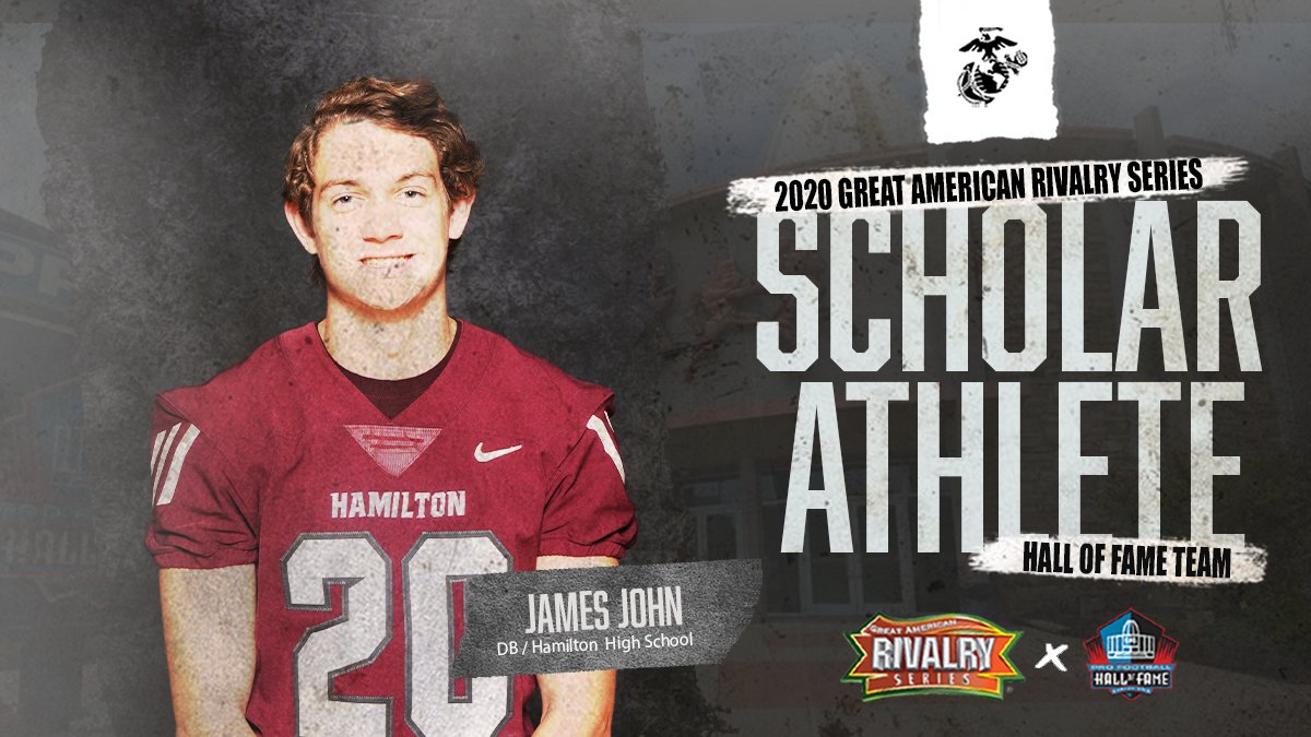 AmericanRivalry's tweet photo. Congratulations to James John from Hamilton High School on being selected to the inaugural Great American Rivalry Series πΎππππππ π¬ππππππ Hall of Fame team. #SAHOF20
@ProFootballHOF | @USMarineCorps https://t.co/Jlmvvvigq4