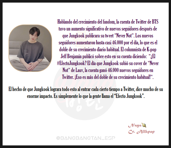BangBangtanEsp_'s tweet photo. ARTÍCULO📰 @BTS_twt 

Jungkook ahora tiene el tweet más retwitteado por un idol de K-pop durante 3 años consecutivos, mientras que apenas está activo en Twitter.

📎https://t.co/8t8tqj9qY2 

 ~El efecto Jungkook gente💃💥

Naya🪐
Cr. Allkpop

#방탄소년단정국
#BTS #JUNGKOOK https://t.co/62rZ0lDIMD
