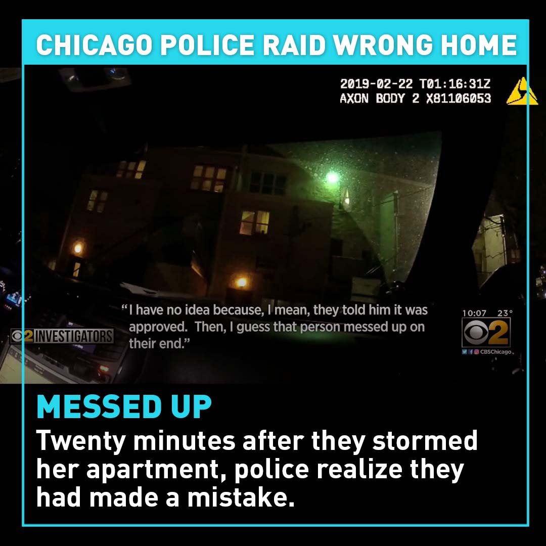 cgtnamerica's tweet photo. Police later discovered they had raided the wrong apartment. An investigation by CBS 2 Chicago revealed that the suspect they were searching for could have been easily found because he was wearing an ankle monitoring device. #AnjanetteYoung #ChicagoPD #botchedraid #policereform https://t.co/J3ceRUJ9JJ