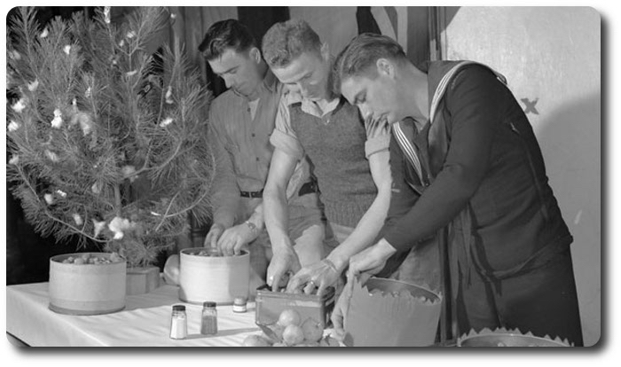 Preparing Christmas dinner aboard HMCS Prince David, 25 Dec 1944, Courtesy of Library &amp; Archive Canada, MIKAN No. 3202074. #RCNavy #Christmas2020 #Navy #WW2