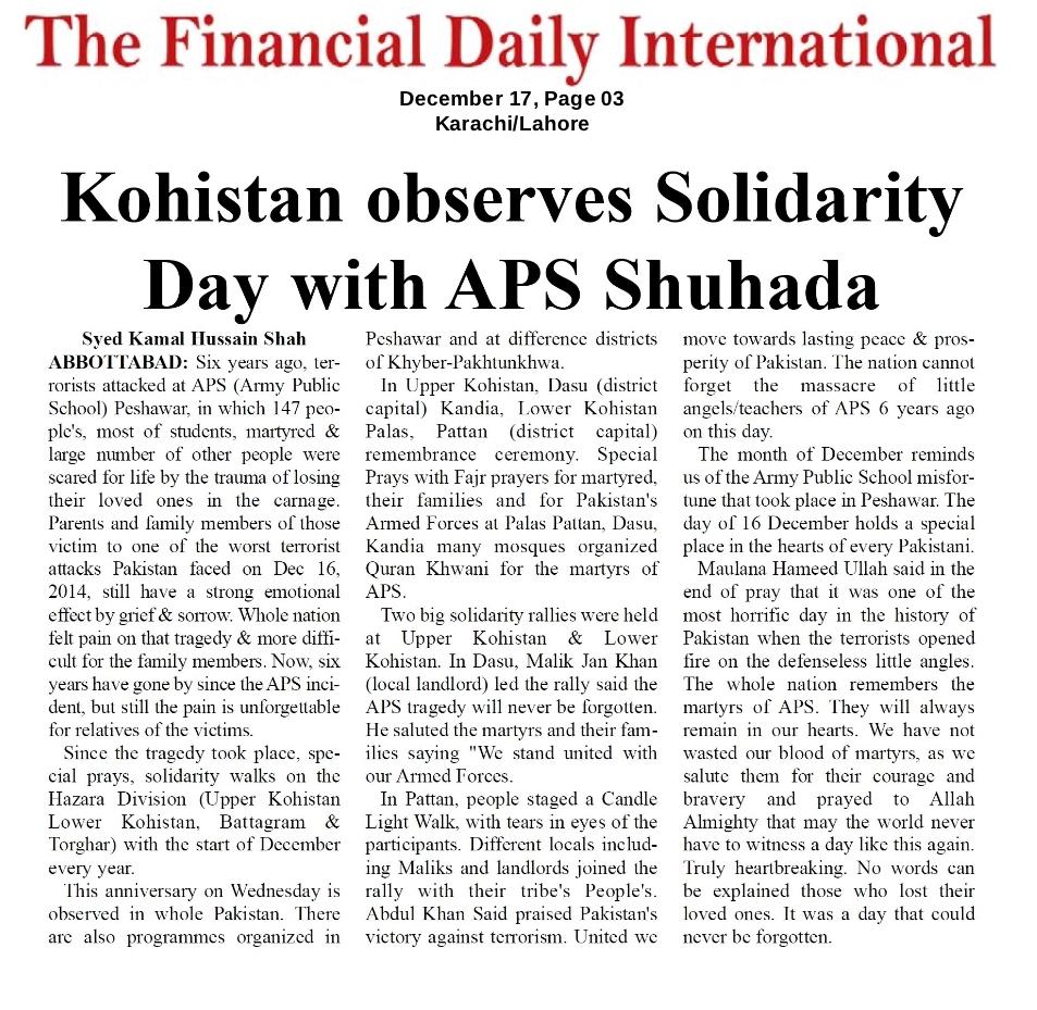 shahsabg's tweet photo. #Kohistan observes #Solidarity Day with #ApsAttack2014 Shuhada
#APSMartyrsDay #APSPeshawar https://t.co/z0WxbjD0Eq