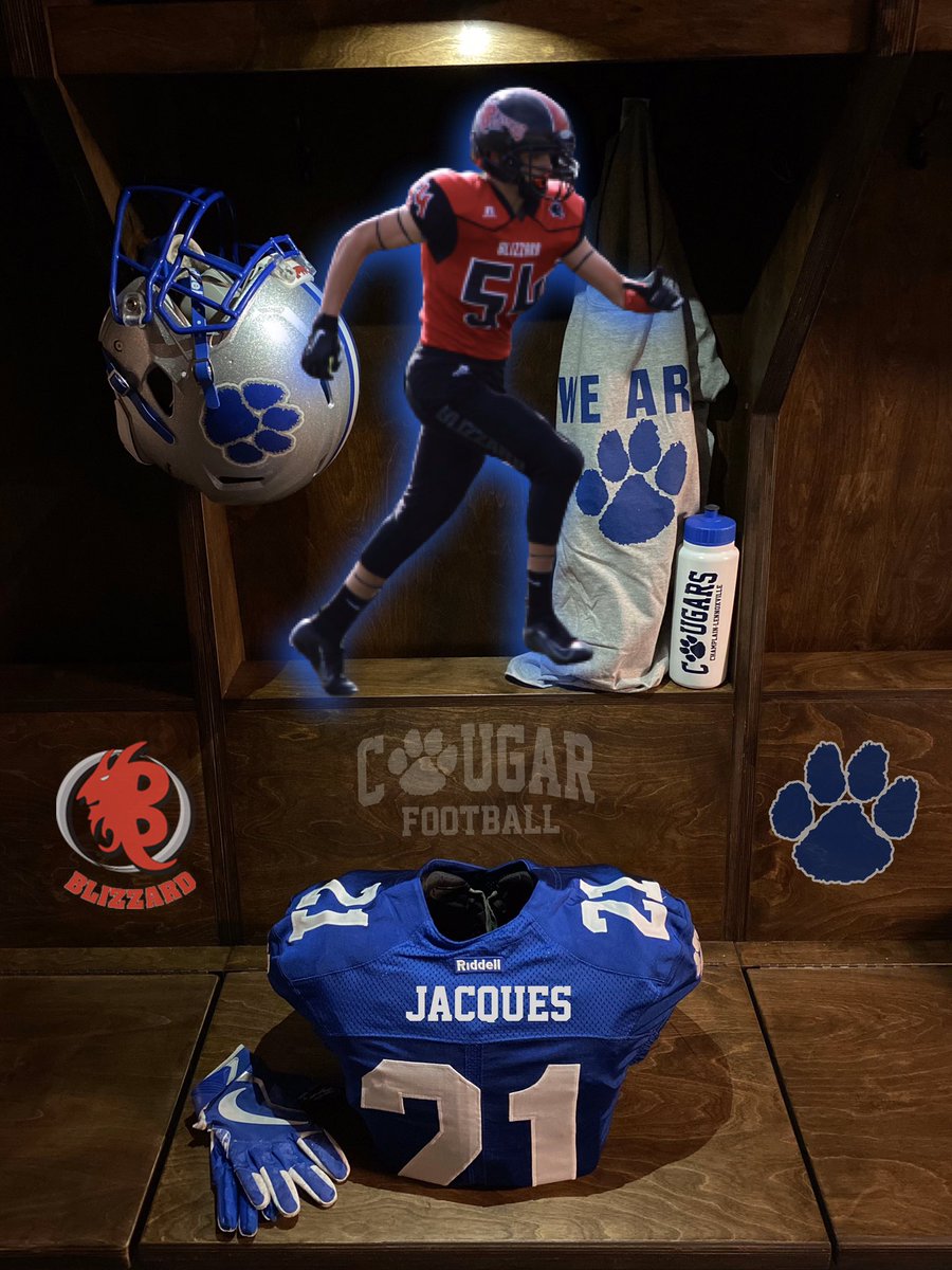Football: ⚪️🔵 2021 Recruitment 💥 Alexandre Jacques Welcome to the Cougar Family! ℹ️ Blizzard du Séminaire St-François ✅ 6'2' 185lbs ⭐ All Star Punter juvénile 2019 D1 Check out his highlight ⬇️ hudl.com/v/2ENcV5 #cougarpride #bleedblue #reload #colldiv1
