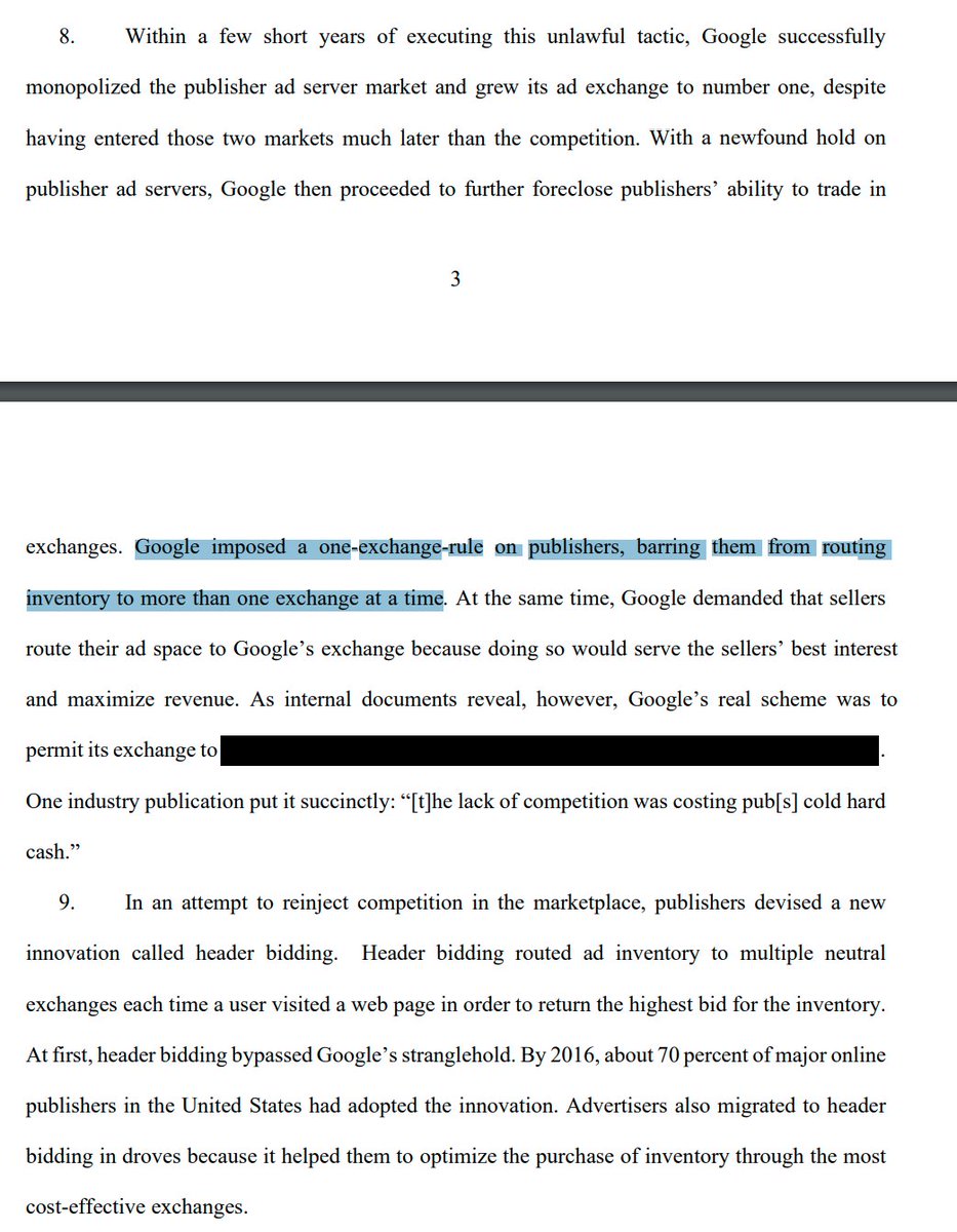 States bring action against Google under federal and state antitrust laws, lead by the Texas AG.The suit includes "Internal Google documents". It's going for the jugular: Google's monopoly on serving ads.Read it: https://www.texasattorneygeneral.gov/sites/default/files/images/admin/2020/Press/20201216%20COMPLAINT_REDACTED.pdf