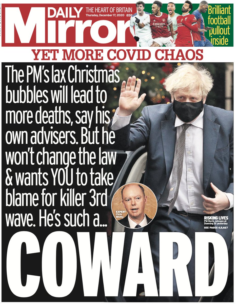 Thursday’s Mirror:
“Coward” 
 
#BBCPapers 
#TomorrowsPapersToday