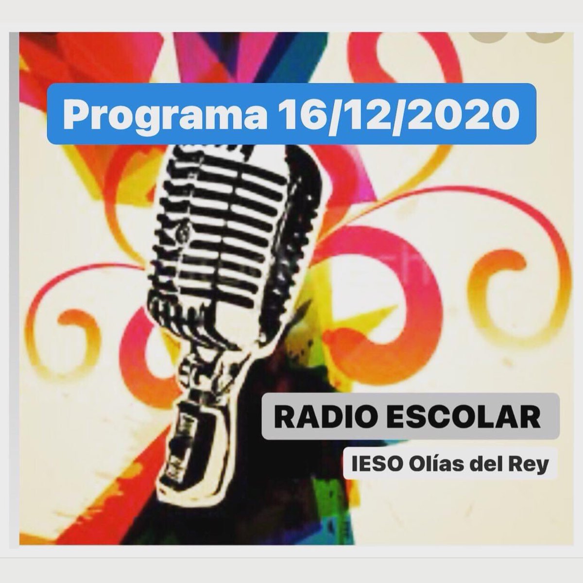 ieso_1's tweet photo. 📻 RADIO - 16/12/2020

Ya tenemos nuevo programa de radio, con la participación de los alumnos de 1ºB, y una entrevista que hemos hecho a los representantes de alumnos del consejo Escolar.
¡No os lo perdáis!

Este es el enlace para escucharlo.
https://t.co/oE9YMI4bqG https://t.co/PUTZIgCOZe