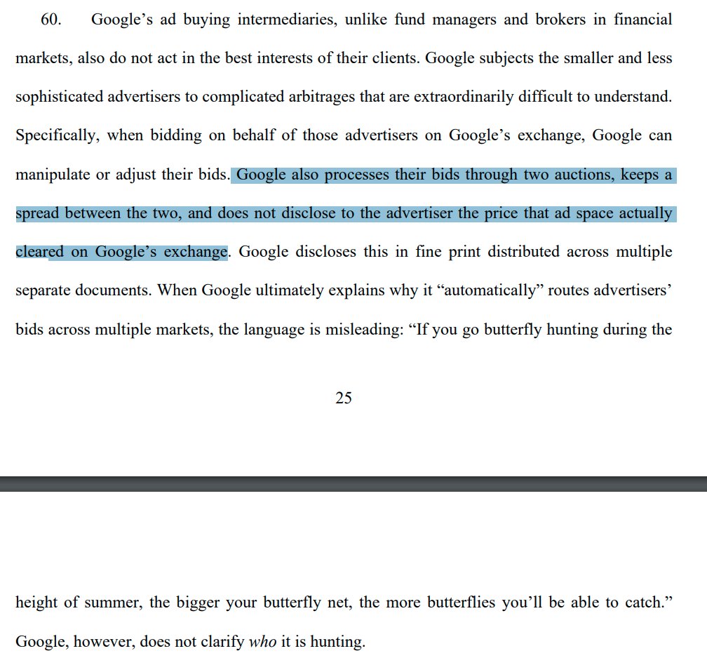 "As a result of Google’s anticompetitive conduct, including its unlawful agreement with Facebook, Google has violated and continues to violate Sections 1 and 2 of the Sherman Act, 15 U.S.C. §§ 1, 2."