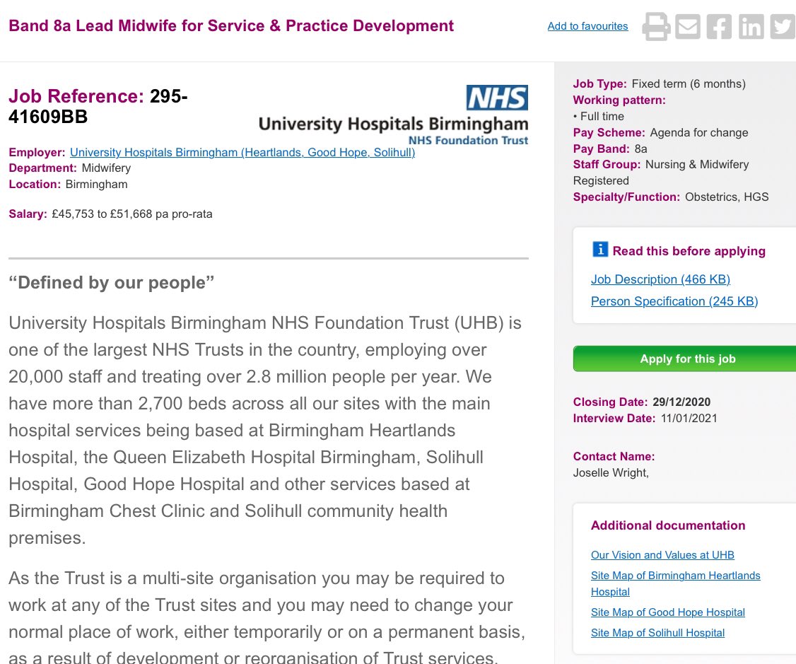 New and exciting opportunity @uhbtrust for fixed term Band 8a Lead Midwife for Service & Practice Development Midwife jobs.nhs.uk/xi/vacancy/916…