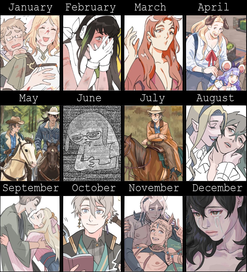 2020 art summary!!! my colors are getting progressively muted lol 