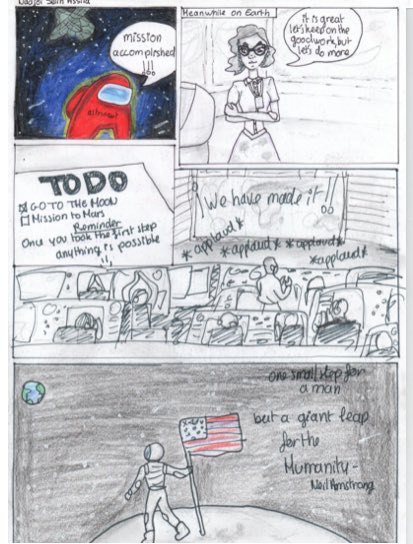 LItouchene's tweet photo. Quand les élèves de 1ère euro de @JJRSarcelles proposent leurs pages de graphic novel après leur lecture cursive de Hidden Figures, ça donne de très belles choses, and in English of course!👏💡👌 @Angl_Versailles #sectioneuro #englishandscience #proudenglishteacher https://t.co/L8smzYywNE