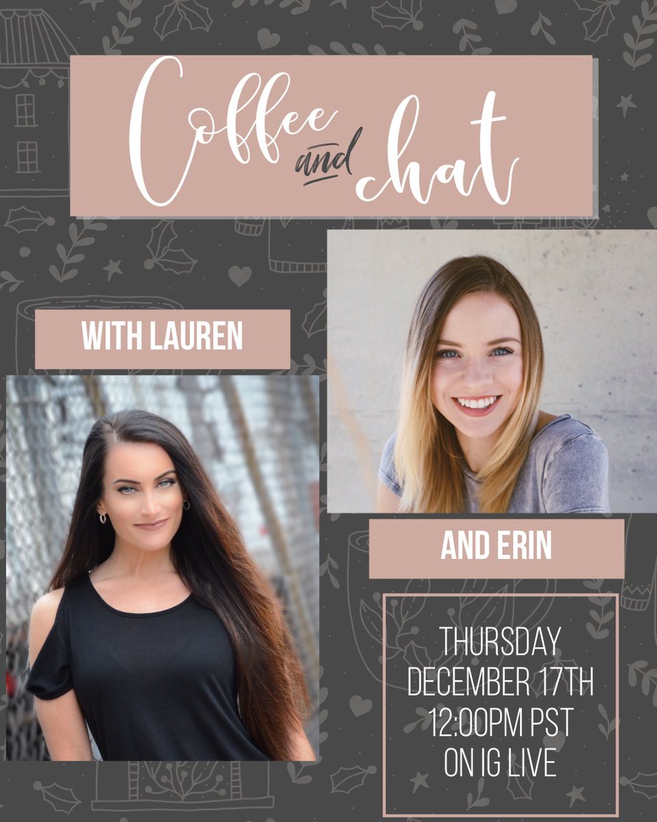 Let’s spread some holiday cheer❤️
Join Lauren &amp; Erin tomorrow for a “Coffee &amp; Chat” on Instagram LIVE! 
We will be discussing dealing with the difficulty and stress of Covid-19 through dance as well as a holiday themed photo contest ❤️