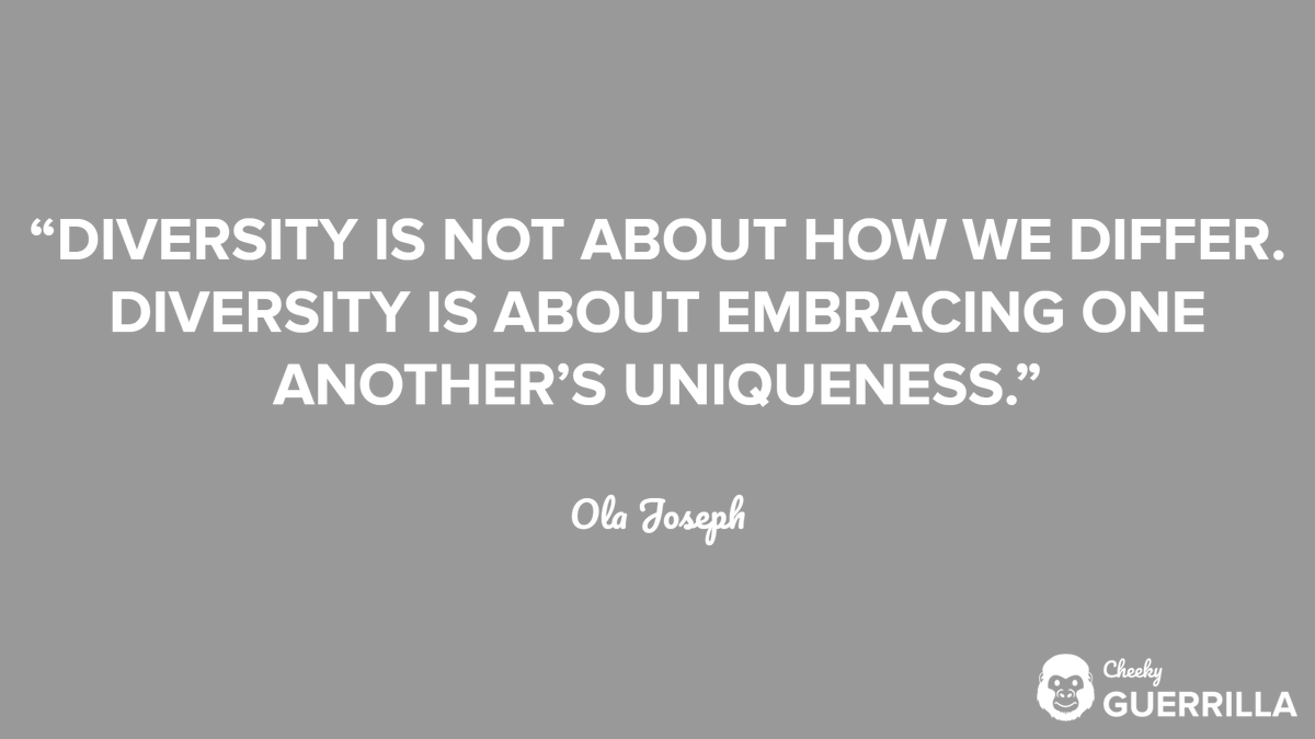 CheekyGuerrilla's tweet photo. “Diversity is not about how we differ. Diversity is about embracing one another's uniqueness.” - Ola Joseph
#olajosephquote #inspirationalquote #Inspiration #InspirationalGuerrilla #diversity #ethnography #anthropology #community #communityguerrilla #leadership #bemoreguerrilla https://t.co/AQOP8FcBjx