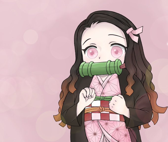 𐂲れおうどん𐂲さんがTwitterに投稿した竈門禰豆子(鬼滅の刃)のイラスト。