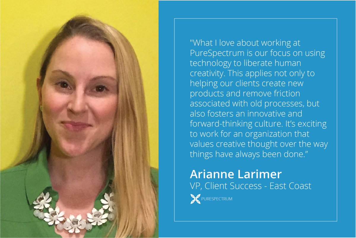 purespectrum_'s tweet photo. PureSpectrum focuses on unleashing our team's full potential to challenge what is possible. Arianne Larimer's talent, passion and creativity are a huge asset in our commitment to transform the research frontier. We are lucky to have you!
#employeeexperience #mr #mrx #purespectrum https://t.co/RpzKCzHT1i