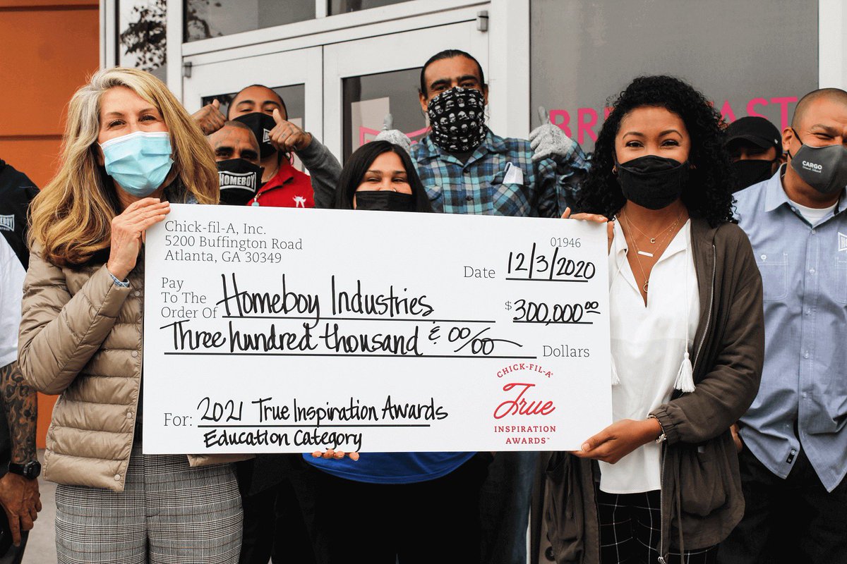Cfasocal's tweet photo. Congratulations to @HomeboyInd for being one of the 2021 True Inspiration Award grant winners! Nominated by one of our local Operators, Ashley Lamothe.Β Learn more by clicking the link. https://t.co/ob9orkIT0V.
#cfasocal #homeboyindustry #cfa7thandfig https://t.co/n7LCiE04Ac