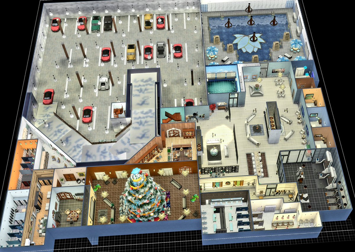 SimmerChase's tweet photo. Don't mind me just working on my Holiday Tree Farm Lodge. It's got a little Holiday Tree Shop on site too, with a lower level parking garage I crafted from debug stuff. #TheSims4 #simsparkinggarage #simsholiday #simslodge #sims4holiday #sims4holidaybuild #Sims4SnowyEscape https://t.co/1Lqcky19Fa