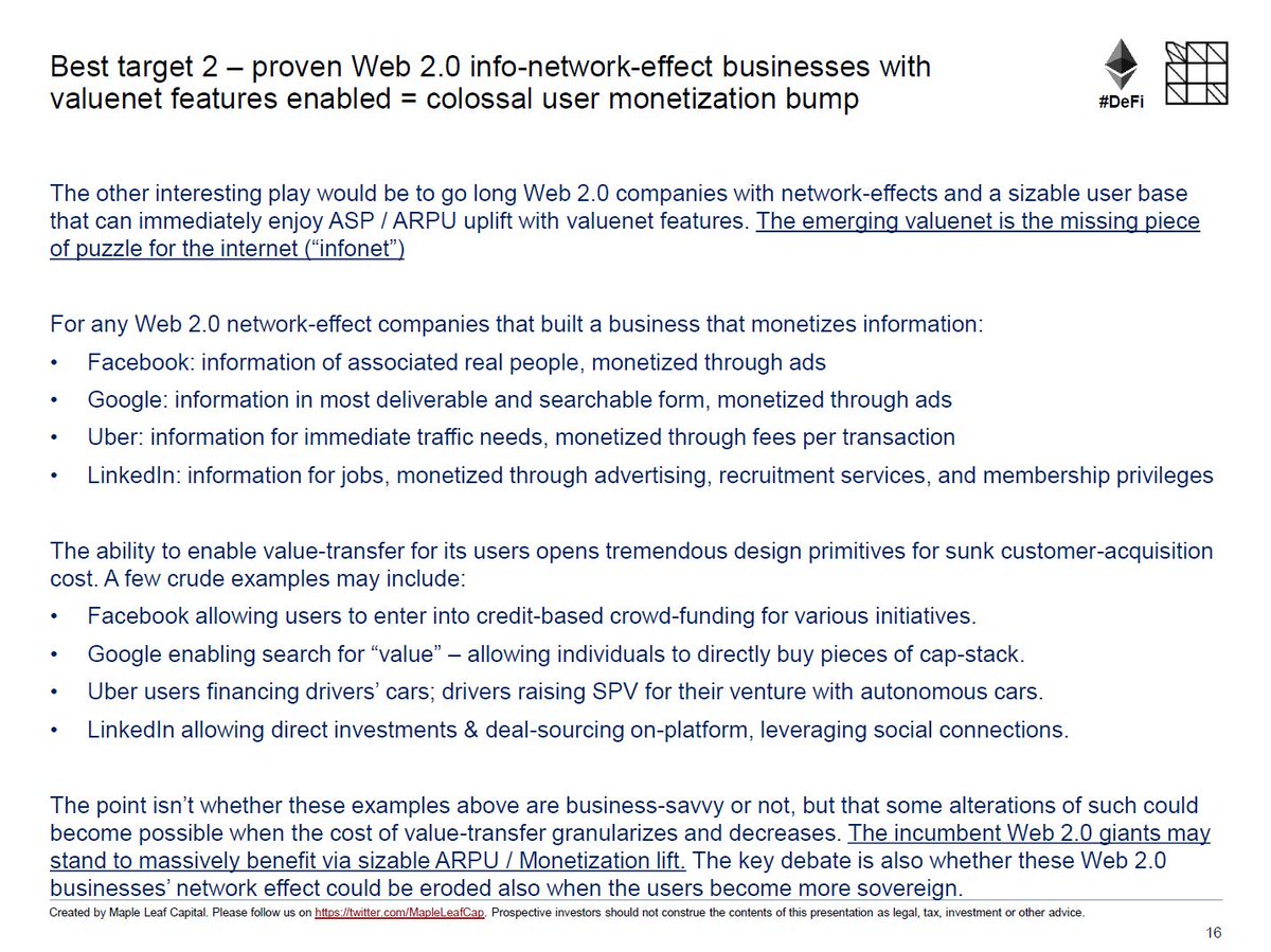 (10) The “Web2.0+” bucket is interesting because for any internet businesses that built 2-sided network-effects, exponentially monetizing their users via the new “valuenet module” seems to be 1-step away (and also make them stickier). There should be massive stock-market winners