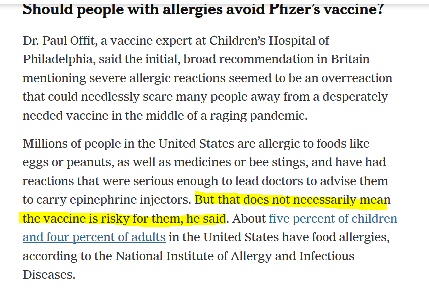 31/n Tandis que Paul Offit s'est empressé de dire qu'un risque de choc anaphylactique, après tout, ce n'est pas si grave.