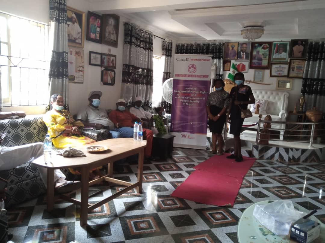 wrahpnigeria's tweet photo. Managers of Ireti Resource Center, WRAHP, paid a visit to the Onimerian of Merian,Dr Samuel Awoyemi Adidas Adewale Adeoluola (Oroja)for awareness raising on SGBV reporting mechanisms. https://t.co/Pj4RS86M1N