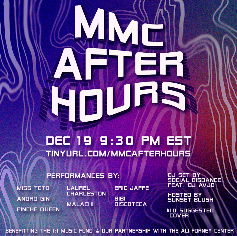 MMC (@musicalmentors_) on Twitter photo Join us after the gala for a <a href="/DisdanceParty/">SOCIAL DISDANCE PARTY</a>, performances by <a href="/themisstoto/">MISS TOTO CLERMONT DION ā”</a>, <a href="/AndroGinKing/">ANDRO GIN š°</a>, <a href="/YannyCharleston/">Laurel Charleston</a>, <a href="/theericjaffe/">Eric Jaffe</a>, and more! āØ
RSVP HERE: tinyurl.com/MMCAfterHours
Zoom codes will be emailed the night of the event
Proceeds benefit MMC & our <a href="/AliForneyCenter/">Ali Forney Center</a> partnership Join us after the gala for a <a href="/DisdanceParty/">SOCIAL DISDANCE PARTY</a>, performances by <a href="/themisstoto/">MISS TOTO CLERMONT DION ā”</a>, <a href="/AndroGinKing/">ANDRO GIN š°</a>, <a href="/YannyCharleston/">Laurel Charleston</a>, <a href="/theericjaffe/">Eric Jaffe</a>, and more! āØ
RSVP HERE: tinyurl.com/MMCAfterHours
Zoom codes will be emailed the night of the event
Proceeds benefit MMC & our <a href="/AliForneyCenter/">Ali Forney Center</a> partnership