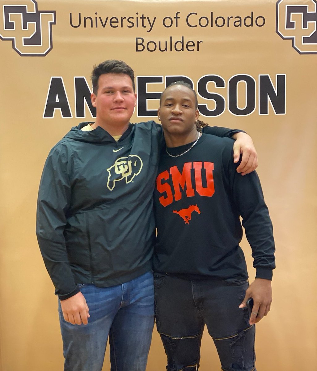 So proud of <a href="/TreSneed23/">Trevion Sneed</a> <a href="/Jackson_A52/">Jackson Anderson</a>!! BLESSED to have had the opportunity to coach these SPECIAL young men the past 4 yrs of HS! Thankful for the WAY these two have represented our Athletic Program, School District,&amp; Community! <a href="/SMU_Football/">Bill "Boss Hogg" Armstrong</a> <a href="/CUBuffsFootball/">Colorado Buffaloes Football</a> getting 2 DUDES!!