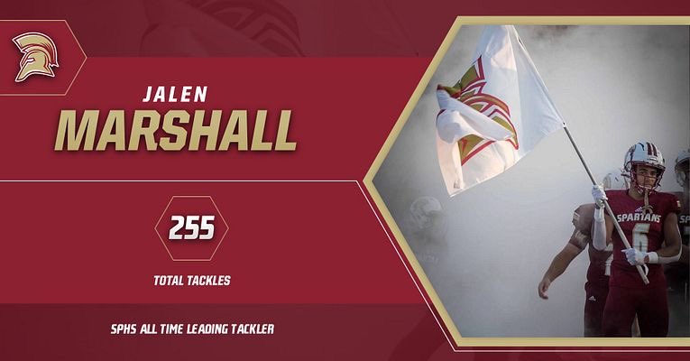 CoachZachPine's tweet photo. L E G E N D A R Y

That would be @jalenmarshall6‼️

Jalen has set the all time tackle record for SPHS at 255!

That averages out to 85 tackles per year in his 3 years of varsity action.

Elite and consistent production.

#PTBD🏈⬇️ https://t.co/XJpPehVfOq