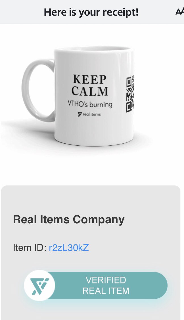 MattMarley52200's tweet photo. Got my mug ! And I verified on Vechain authentic 🚀🚀🚀 ! Thanks Real Items appreciate you sending @Itemsmarket @vechainofficial https://t.co/aztdjaqEX6