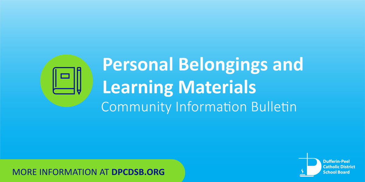 #DPCDSB students are requested to take home all personal belongings, including eyeglasses, indoor shoes, necessary medication, and other personal effects to allow for an unobstructed extensive deep cleaning of schools over the Christmas break. 

More info: ow.ly/CA9750CNDgt