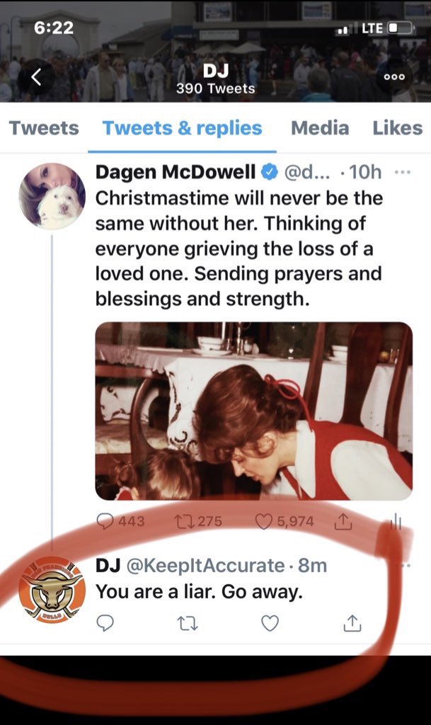 dagenmcdowell's tweet photo. I’m sure this shitwit thinks he’s winning Twitter today. Really crushing it with the Dead Mom retort. https://t.co/wuDLMnMQD5